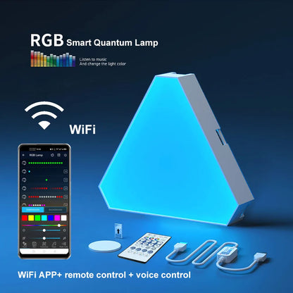 RGB Triangular Quantum Wall Lamp with Music Sync