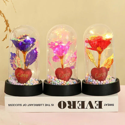 Eternal Rose LED Light in Glass Dome for Valentine's Day and Special Gifts