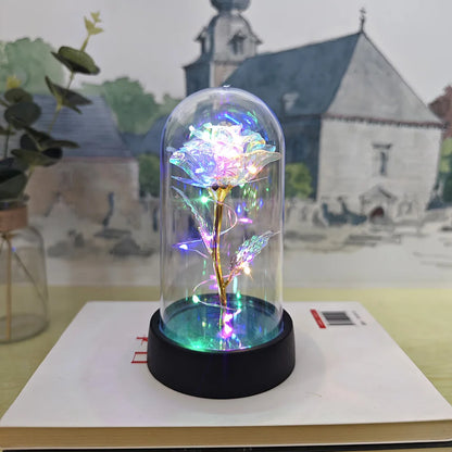 Eternal Rose Lamp LED Artificial Silk Flower Creative Gift for Valentine's Day and Mother's Day