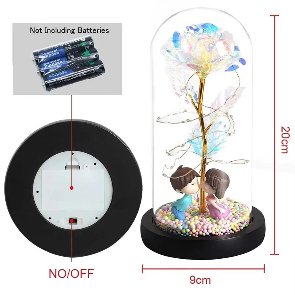 Galaxy Eternal Rose in Glass Dome with Light and Butterfly - Mother's Day Gift