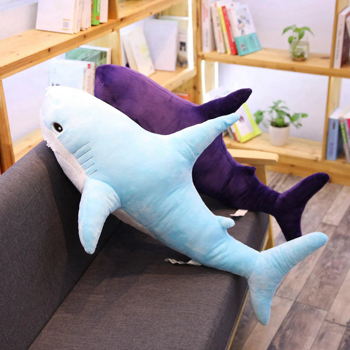 140cm Giant Shark Plush Toy - Soft Stuffed Animal Pillow for Kids