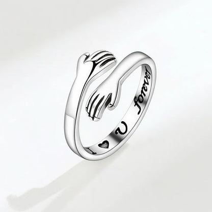 Heart Hand Hug Adjustable Ring for Couples