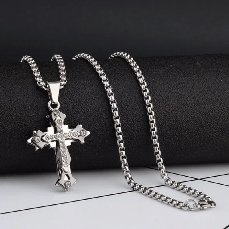 Titanium Steel Cross Pendant Necklace