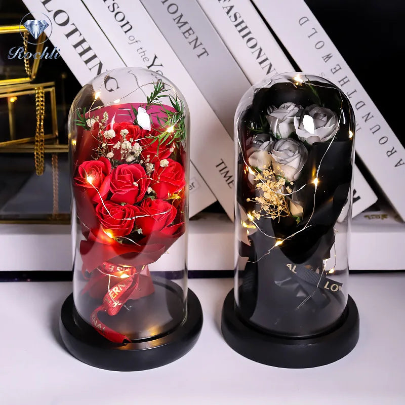 Everlasting LED Rose in Glass Dome - Romantic Gift Decor