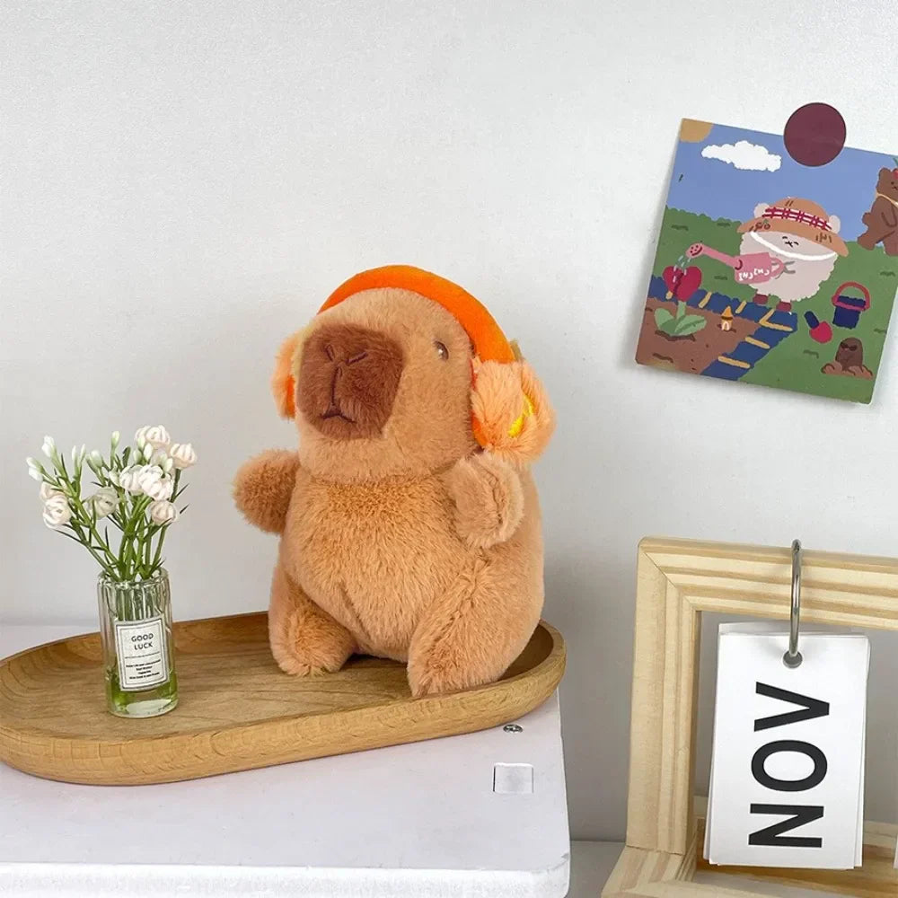 Capybara Plush Toy with Hoodie and Wings Mini Soft Stuffed Doll
