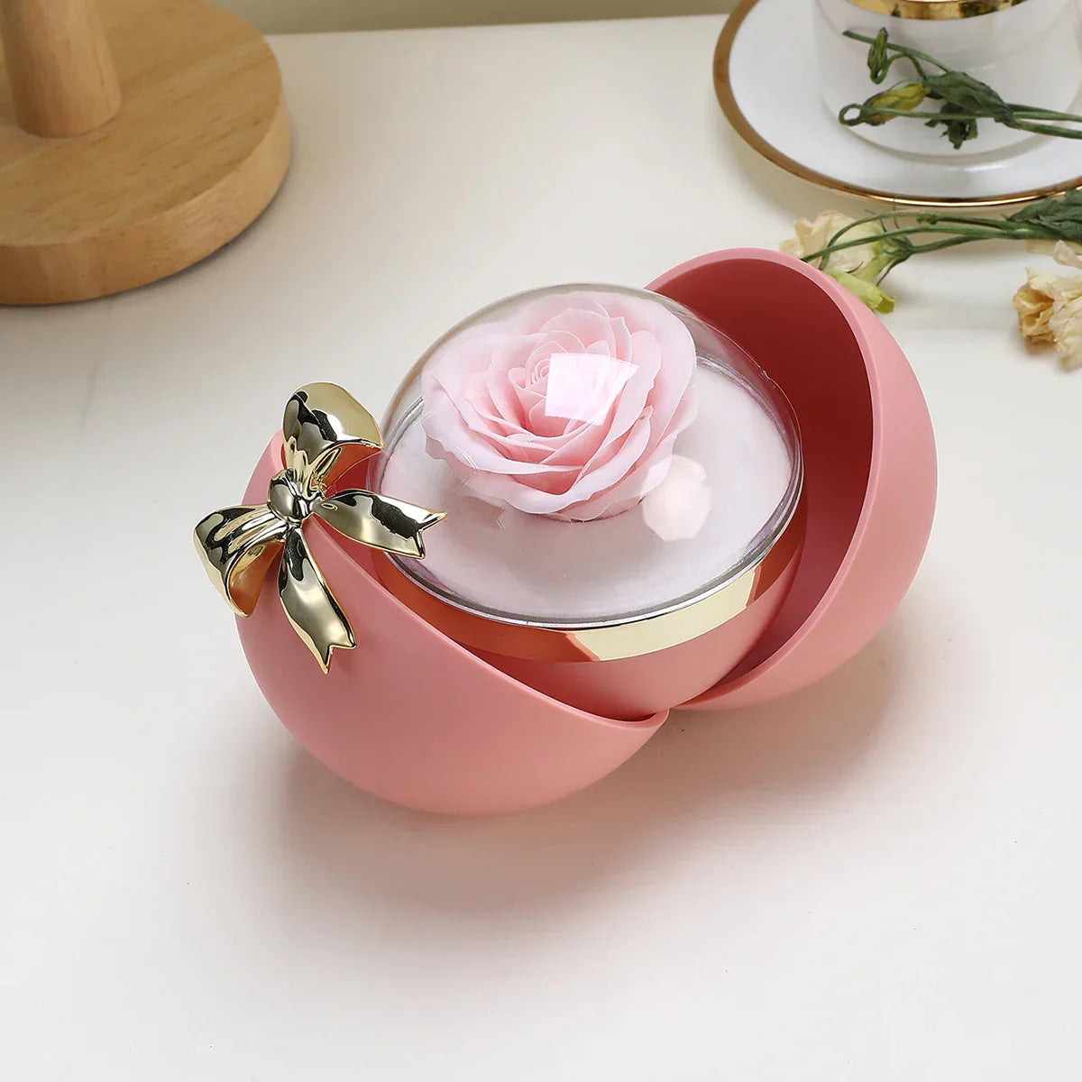 Round Eternal Rose Gift Box for Necklace, Ring, and Jewelry