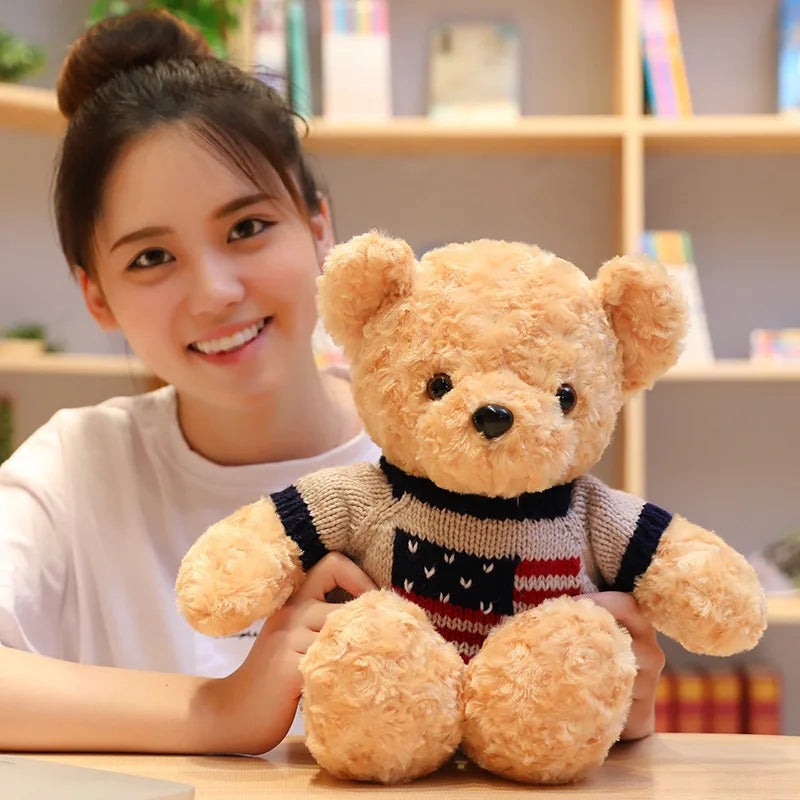 American Sweater Teddy Bear Plush Toy Soft Gift for Kids