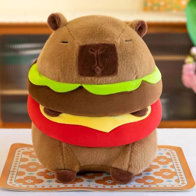Hamburger Capybara Plush Toy Soft Cute Stuffed Animal Pillow