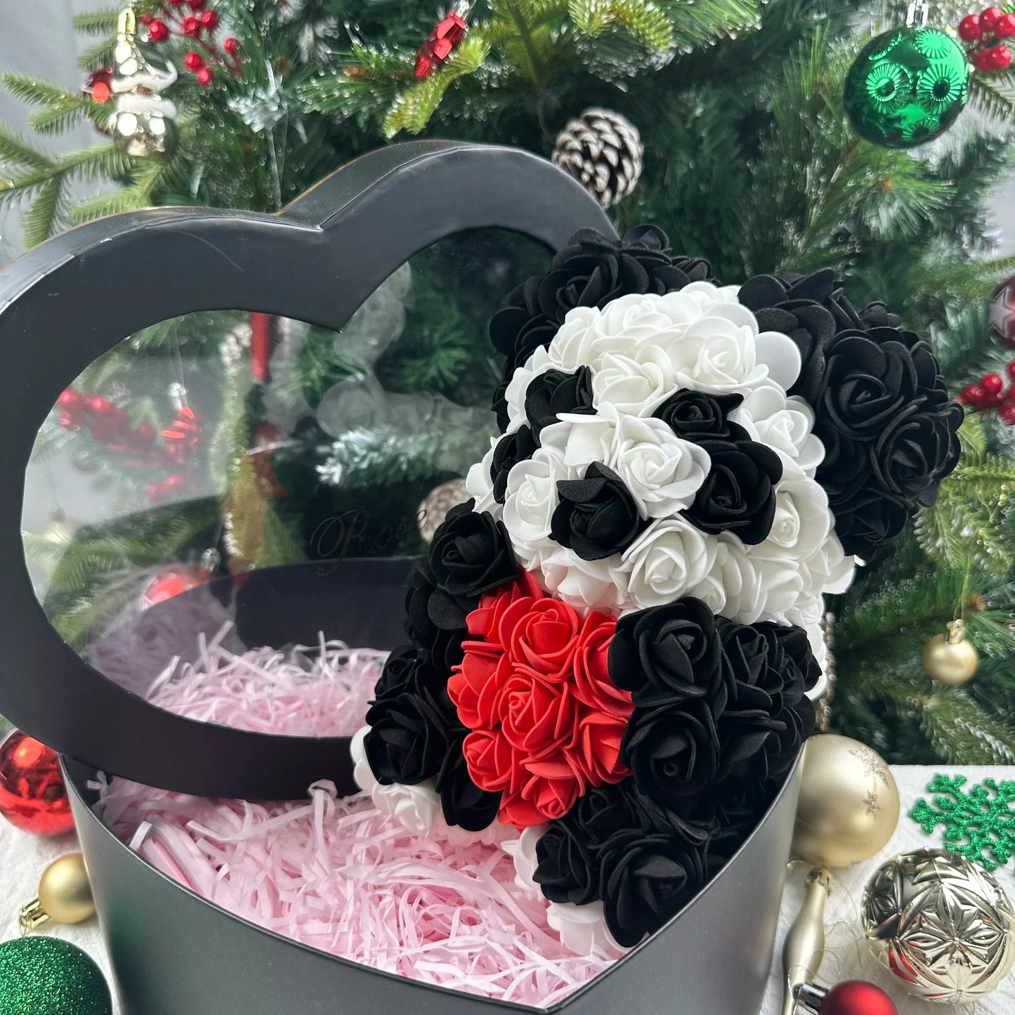Rose Flower Teddy Bear 25cm Romantic Gift with Box
