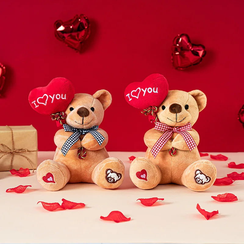 Mini Teddy Bear Plush Holding Heart 18cm