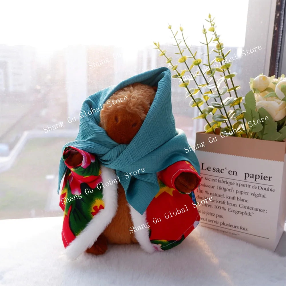 25cm Kapibara Plush Toy with Jacket Soft Stuffed Animal Doll for Gifts