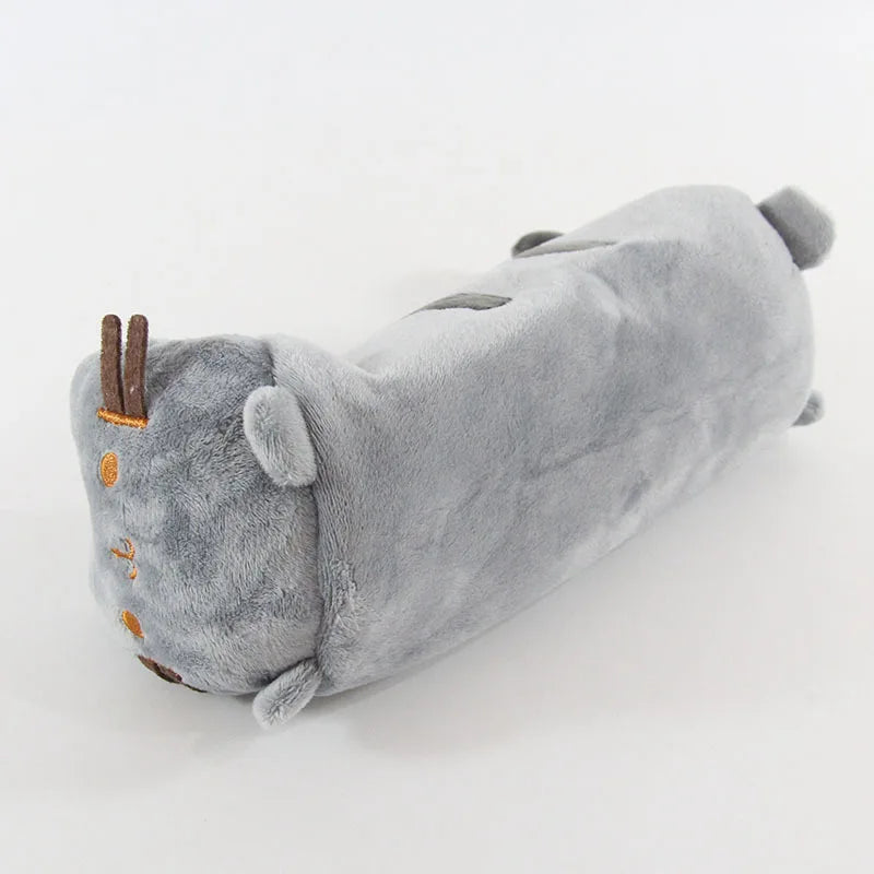 Charming Gray Cat Plush Pencil Case - Cute Storage for Students & Friends