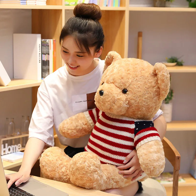 American Sweater Teddy Bear Plush Toy Soft Gift for Kids