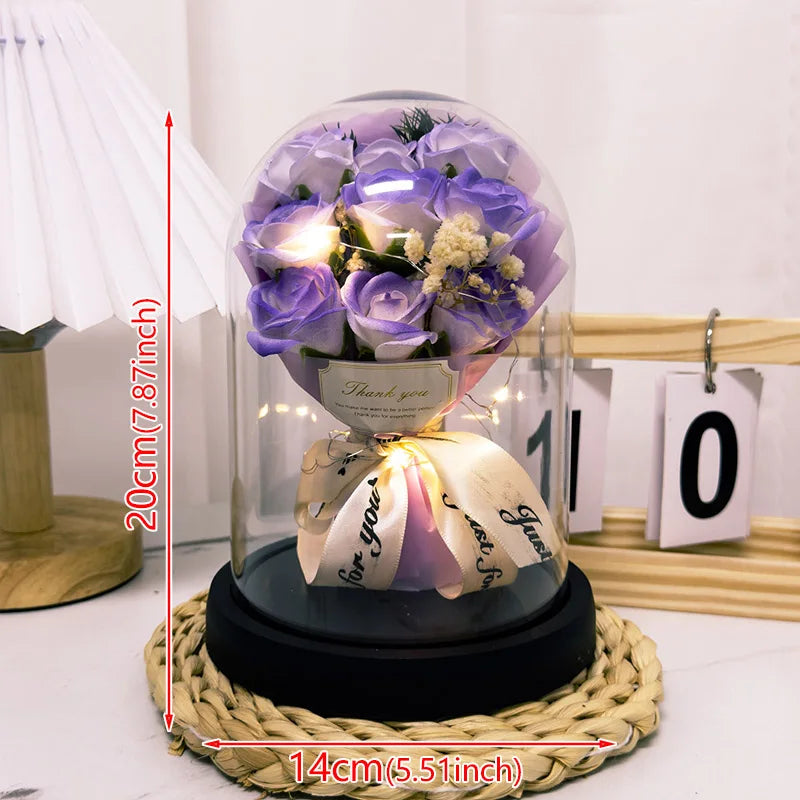 Eternal LED Rose Acrylic Dome Decor