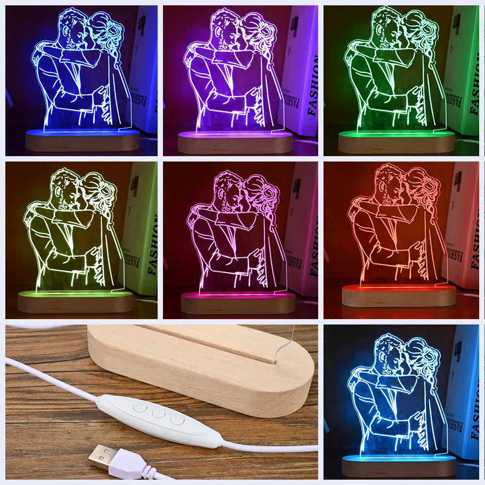 Personalized 3D Photo Night Light with Custom Text