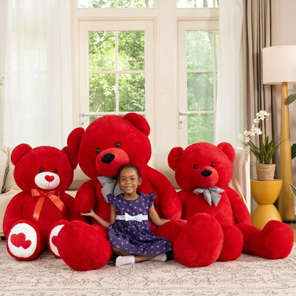 47-Inch Giant Red Teddy Bear Plush Toy Soft and Fluffy Stuffed Animal for Gifts