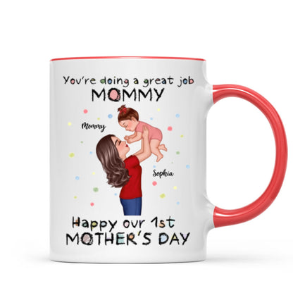 Happy 1st Mother's Day Mom And Kids Personalized Mug, Gift For Mom