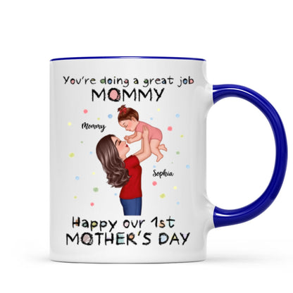 Happy 1st Mother's Day Mom And Kids Personalized Mug, Gift For Mom