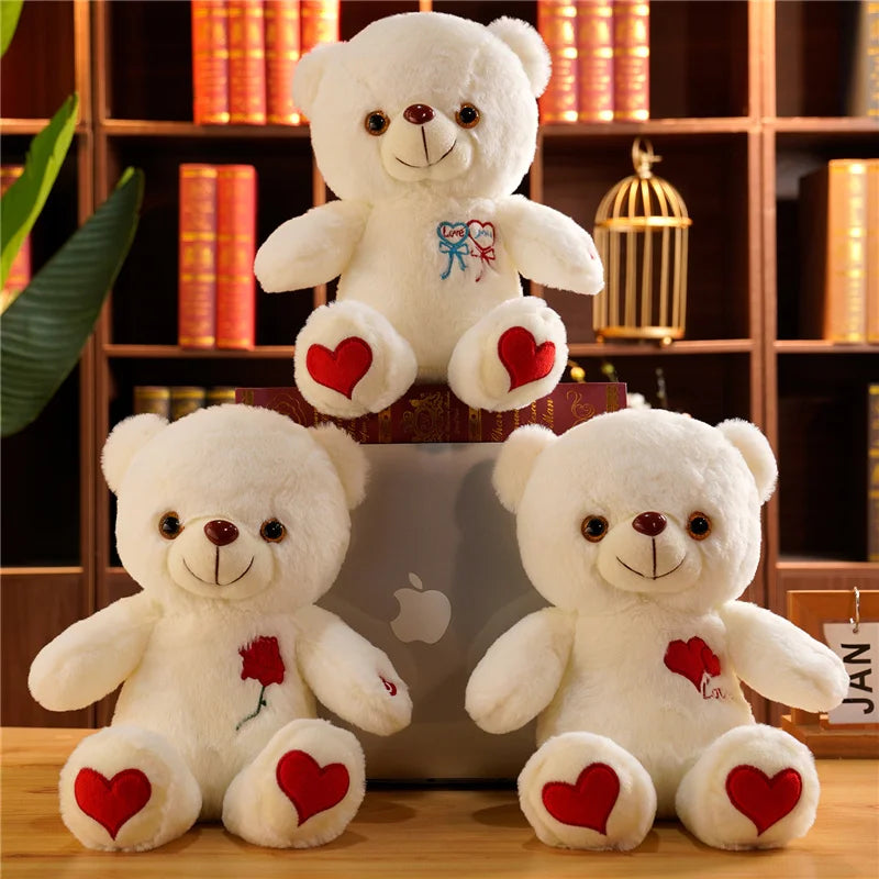 Luminous Plush Bear with Bowtie and Rose Heart 30cm