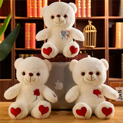 Luminous Plush Bear with Bowtie and Rose Heart 30cm