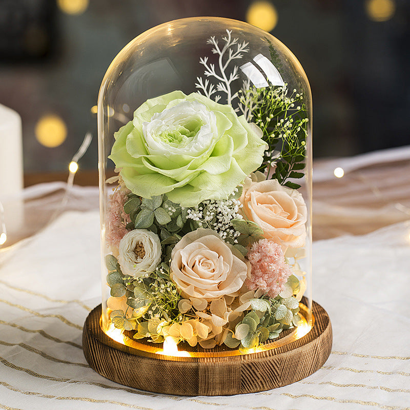 Eternal Rose Glass Dome Light Decor