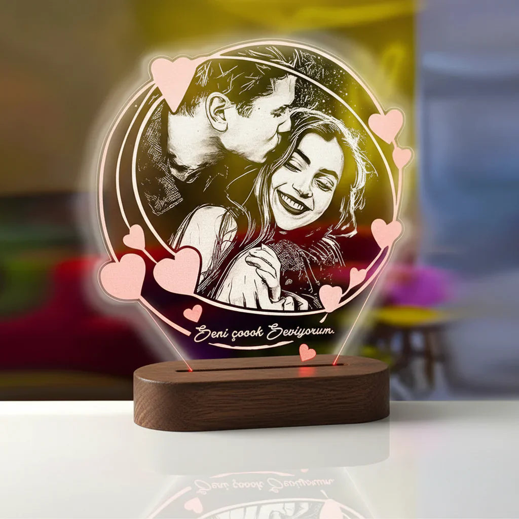 Personalized 3D Photo Night Light with Custom Text