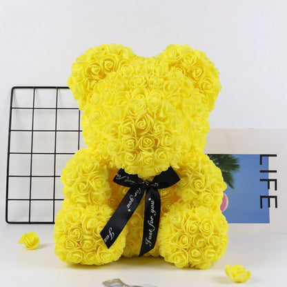 25cm Artificial Rose Teddy Bear with Decorative Light