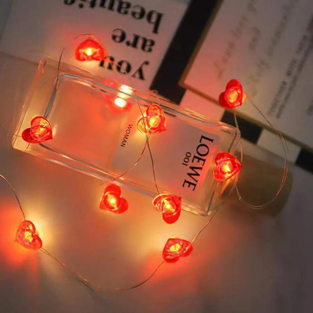 Red Heart LED String Lights for Valentine's Day Decor