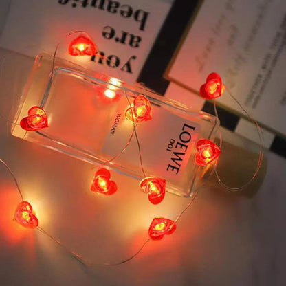 Red Heart LED String Lights for Valentine's Day Decor
