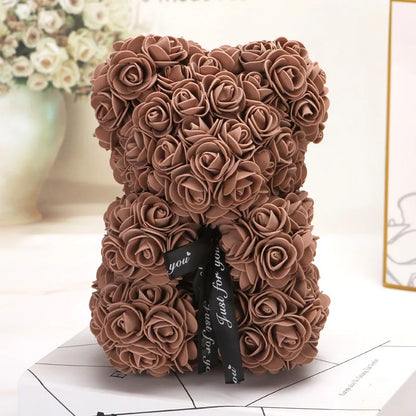 25 cm Rose Teddy Bear Artificial Foam Flower Gift