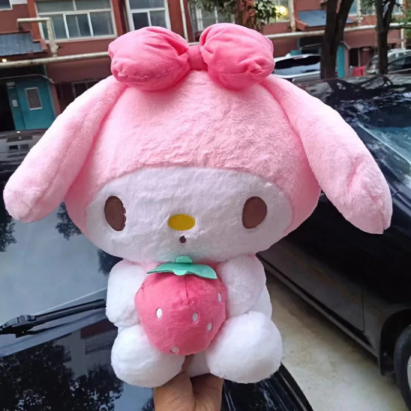 Cute Sanrio Kuromi & My Melody Plush Dolls - Adorable Strawberry Pillows!