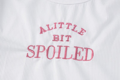 A Little Bit Spoiled White Graphic Crop Top