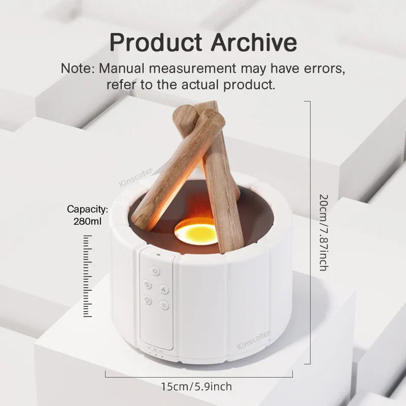 Firecamp Simulated Flame Aroma Diffuser: Ultrasonic Mist & Led Essential Oil Humidifier