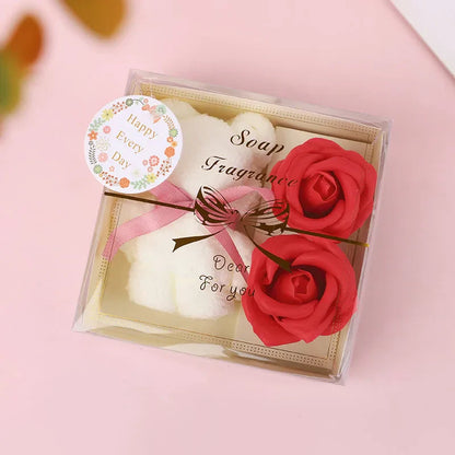Towel Bear Soap Flower Gift Box for Valentine's Day, Wedding, Mother's Day, and Birthday