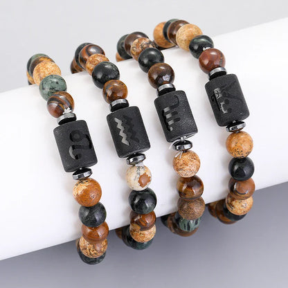 12 Zodiac Natural Stone Beaded Bracelet
