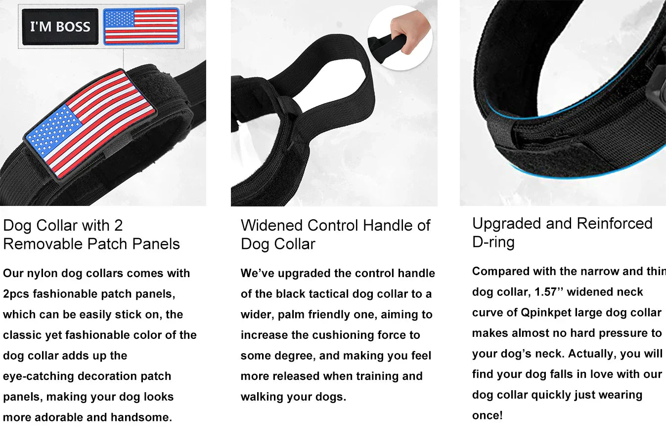 AirTag Dog Collar with Handle, Tactical Dog Collar for Large Medium Dogs