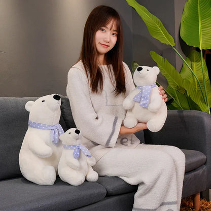 Cute Polar Bear Plush Toy with Scarf Soft Stuffed Gift