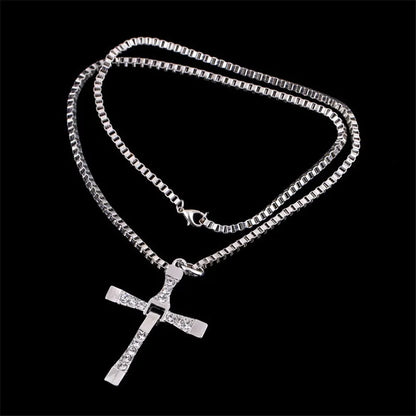 Crystal Cross Pendant Necklace for Men