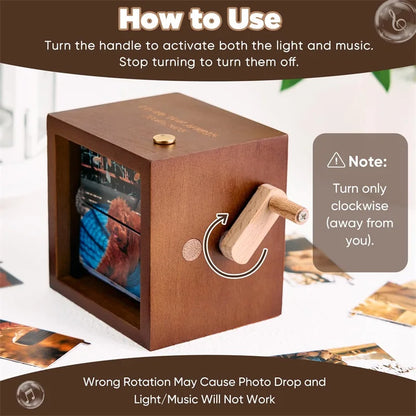 Personalized Hand Crank Photo Flip Box with Light