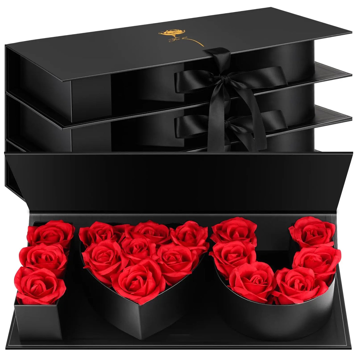 16Pcs Forever Roses in Heart Box - Valentine's Gift for Her