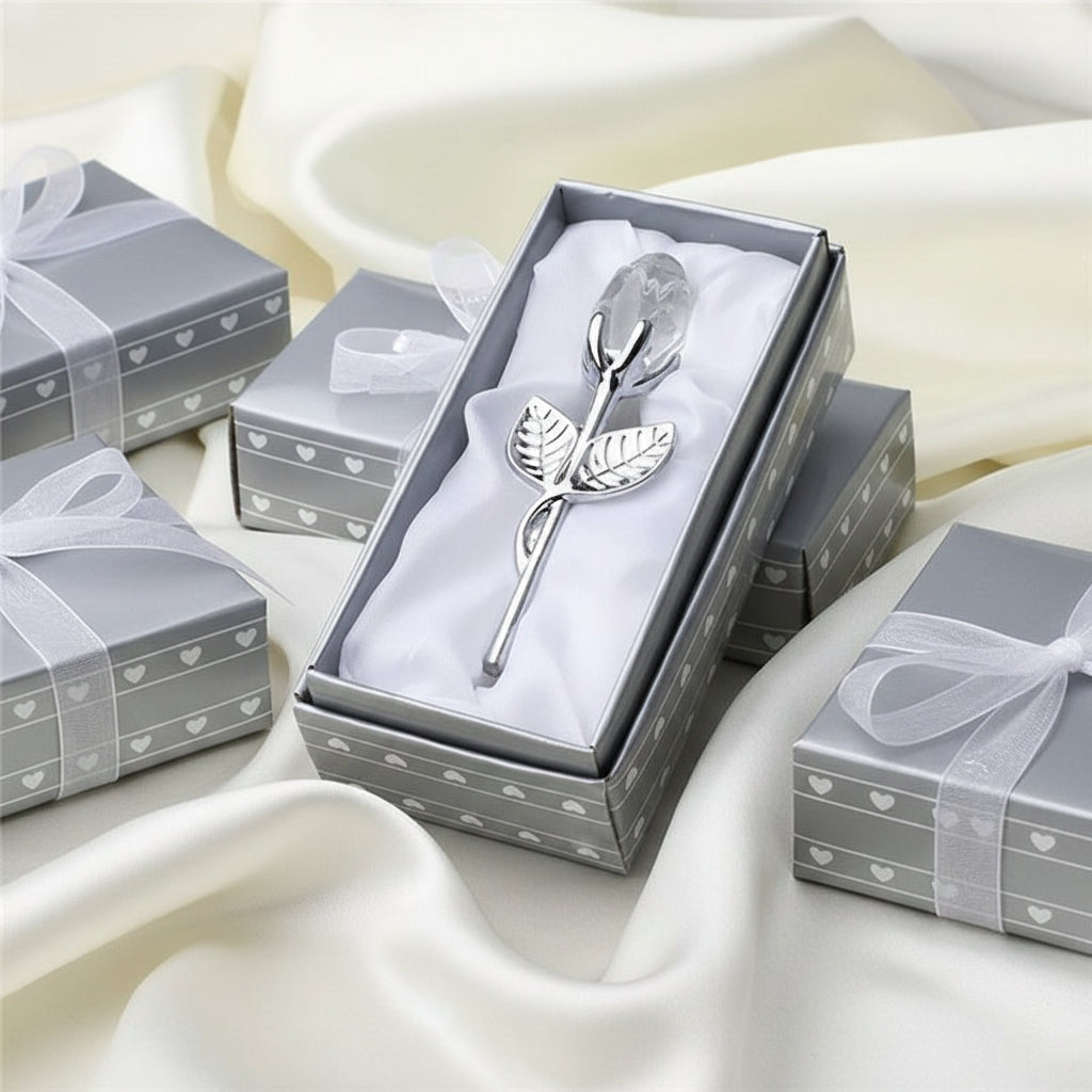 Crystal Glass Rose Figurine for Home and Gift Decor