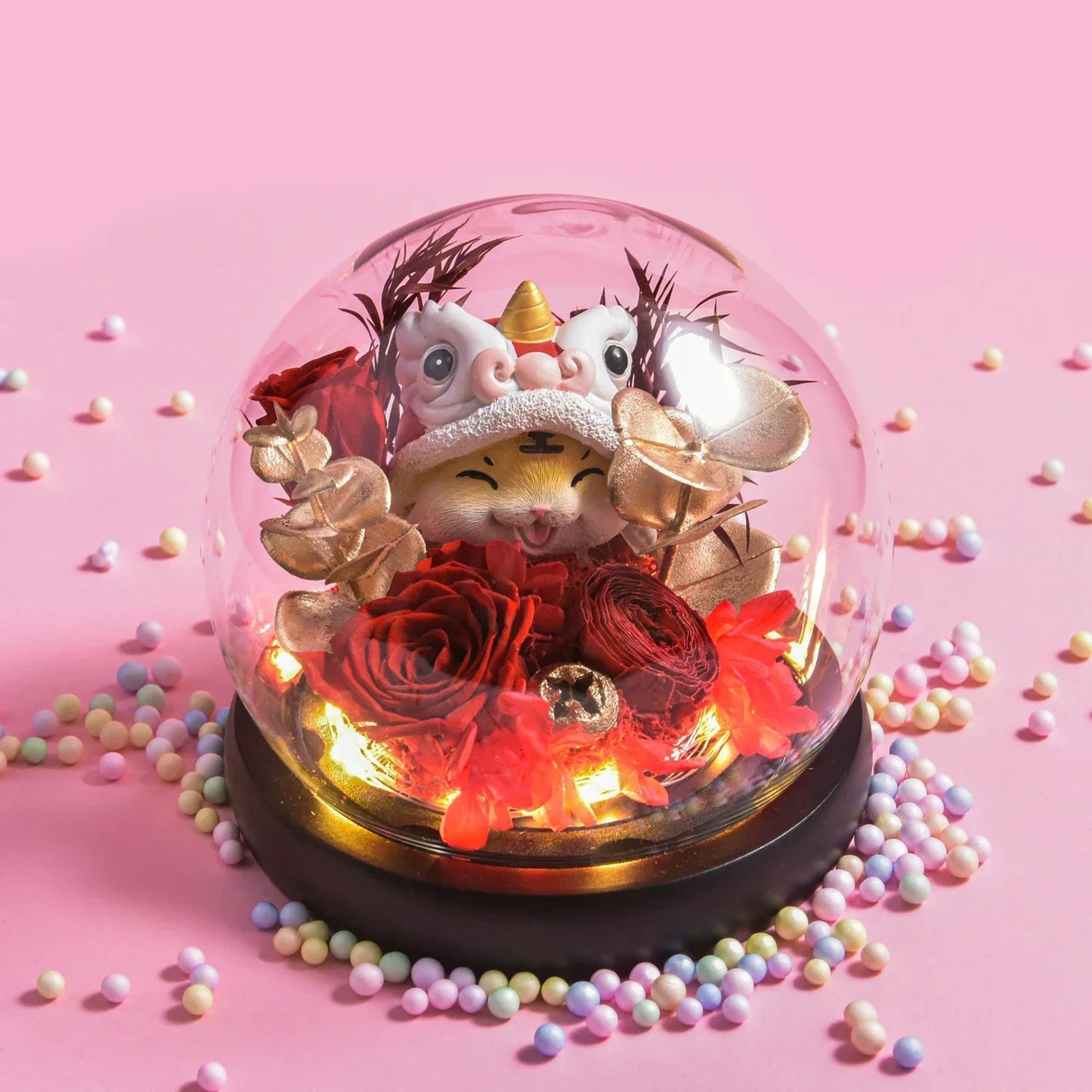 Forever Rose in Glass Dome with LED Light for Valentine and Special Occasions