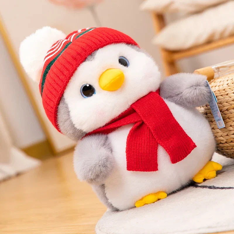 Couple Penguin Plush Pillow with Hat and Scarf