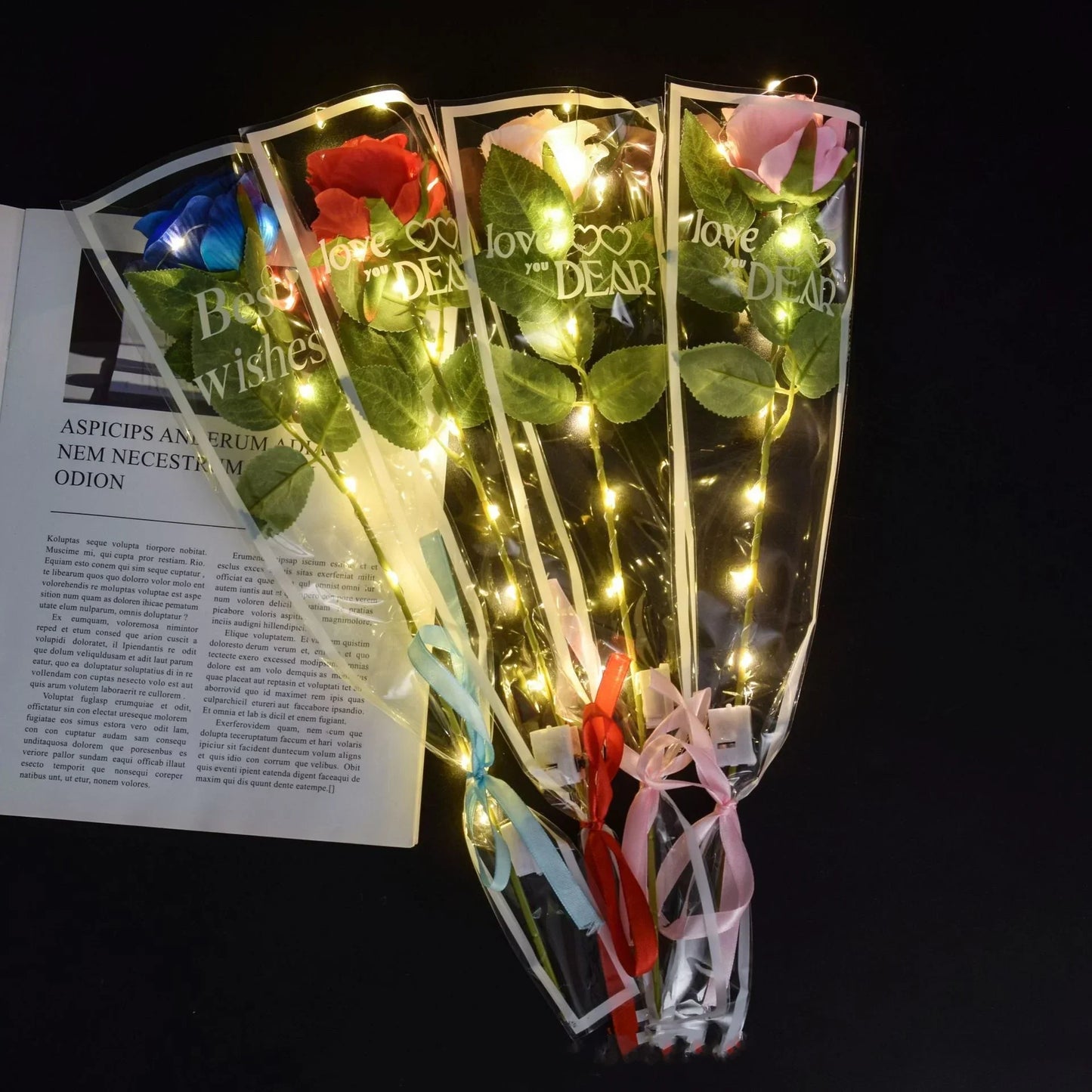 LED Light Up Rose Bouquet Decor