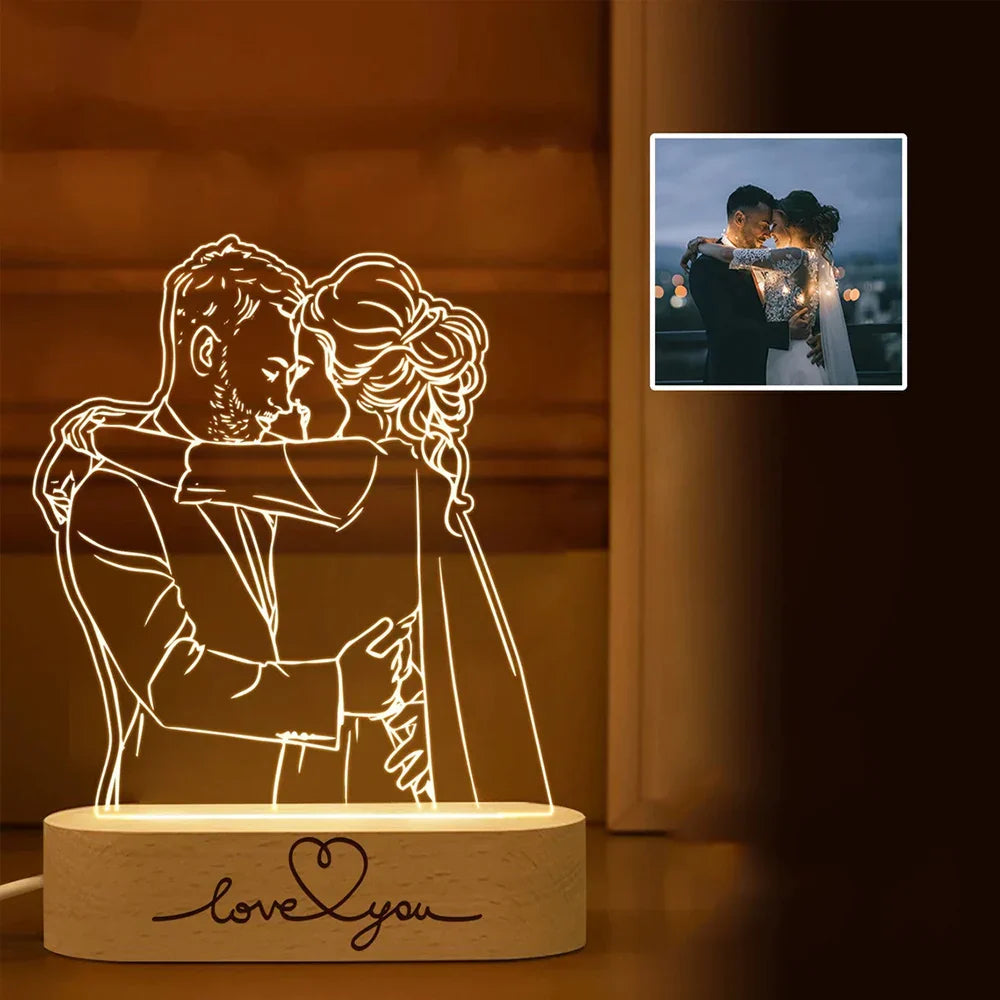 Personalized 3D Photo Night Light with Custom Text