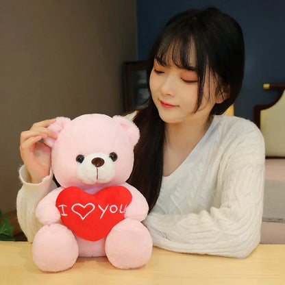 28CM Teddy Bear Plush Toy Holding Heart I Love You