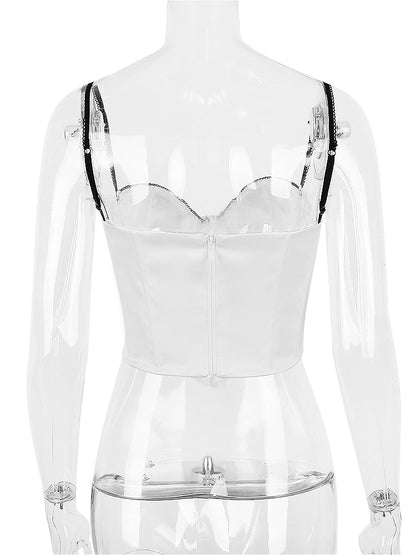Contrast Satin Bustier Corset Top