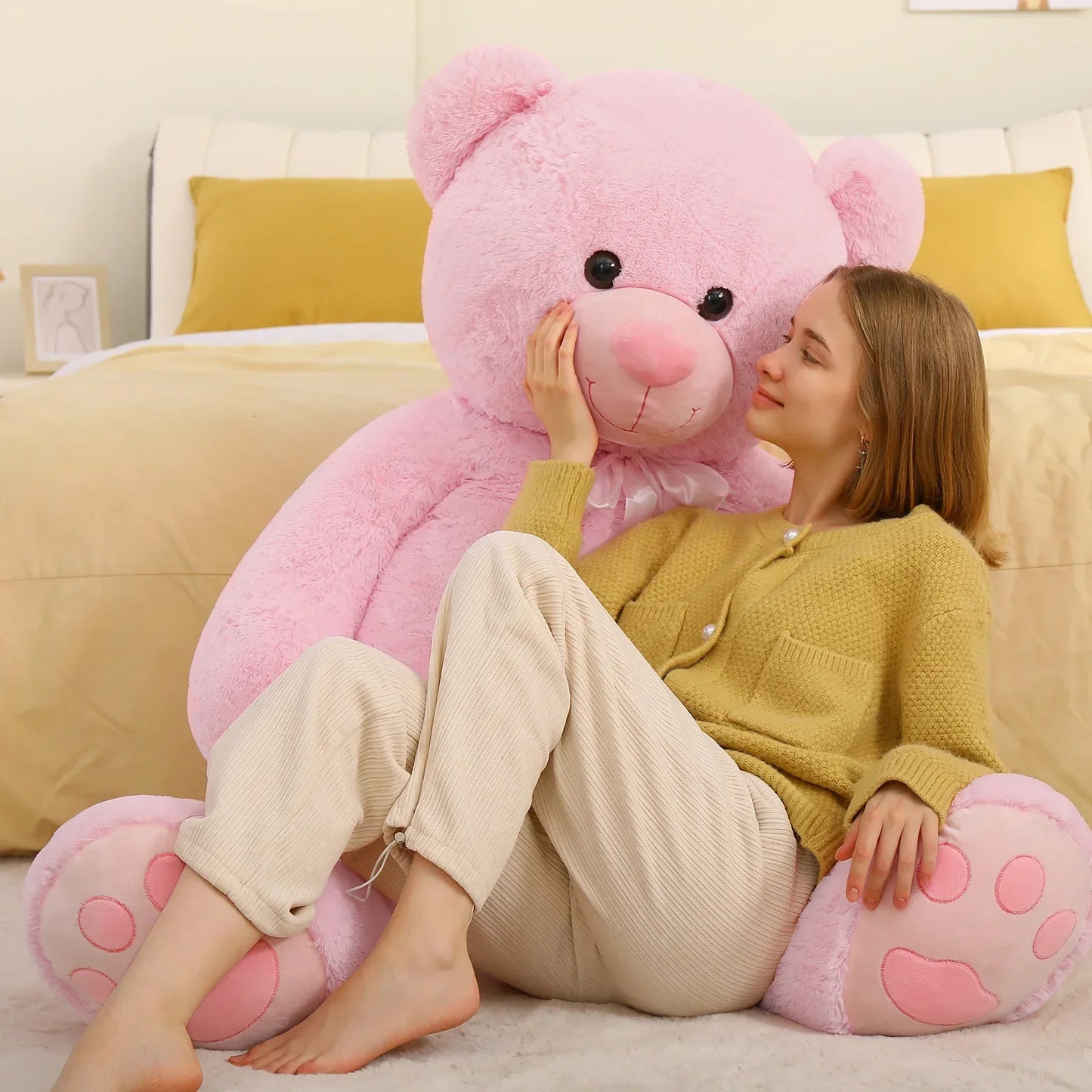 Giant Teddy Bear 5 Feet Pink Plush Life Size Gift