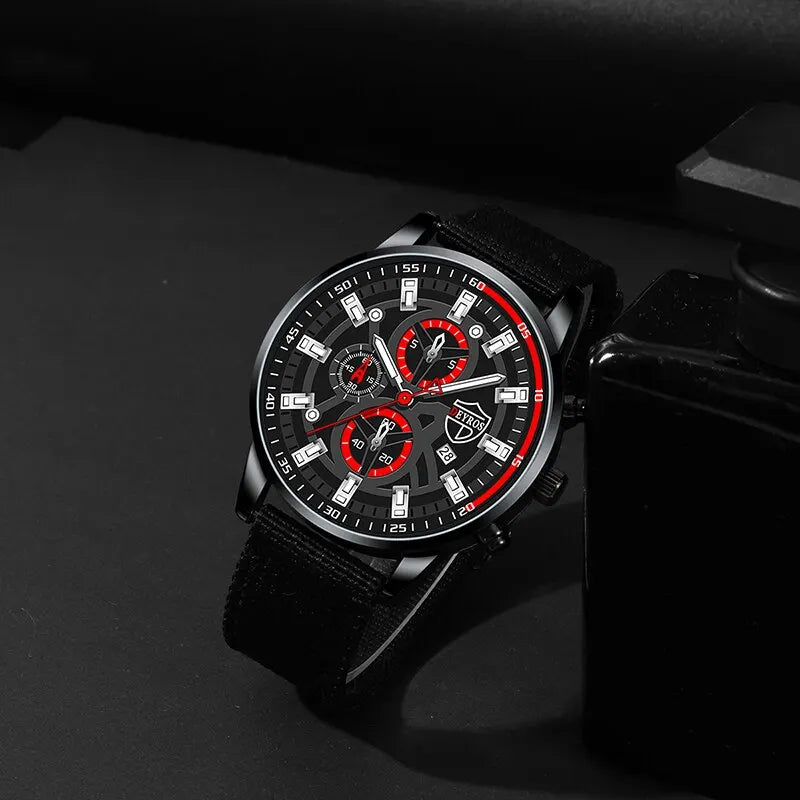Men's Minimal Quartz Watch Necklace and Bracelet Set