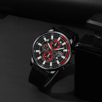 Men's Minimal Quartz Watch Necklace and Bracelet Set